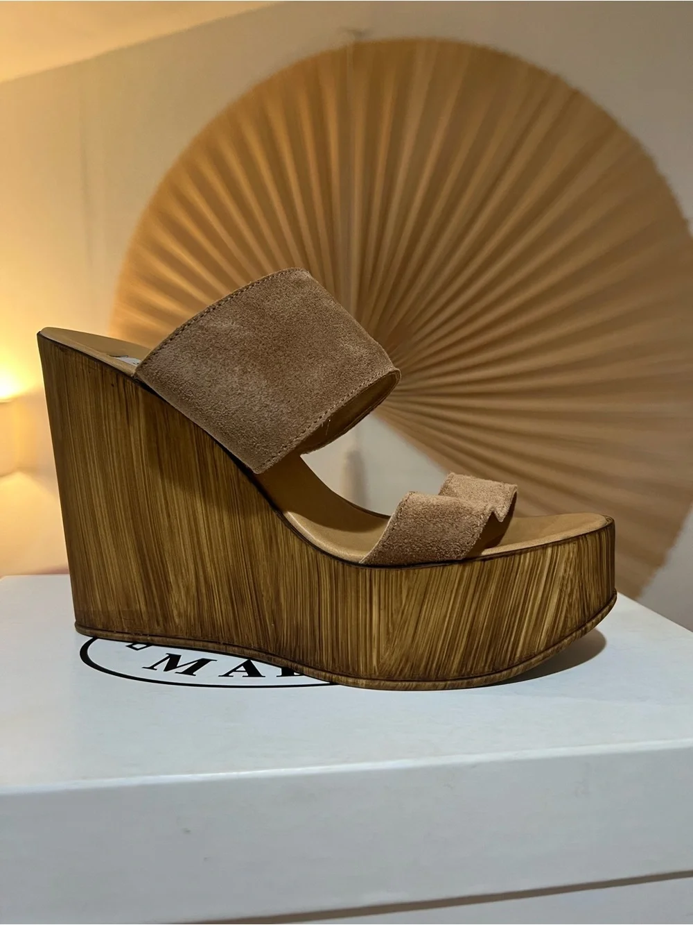 Steve Madden Brown Suede Double-Band Wedge Sandal